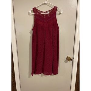Maroon lace tank top dress